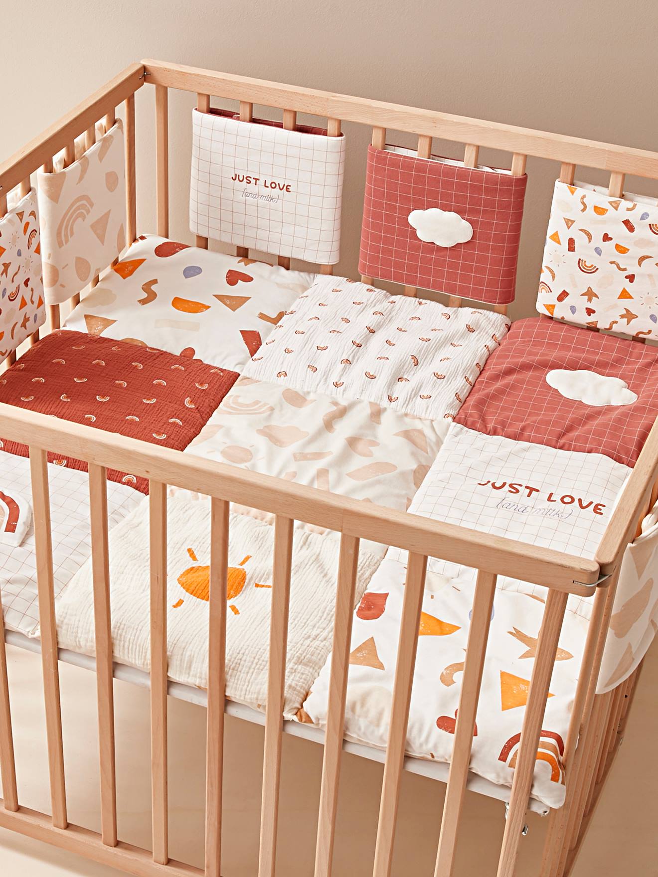 Cot/Playpen Bumper in Organic Cotton*, Happy Sky - multicoloured, Bedding &  Decor | Vertbaudet