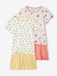 Girls-Nightwear-Pack of 2 Fruit Pyjamas in Rib Knit, for Girls