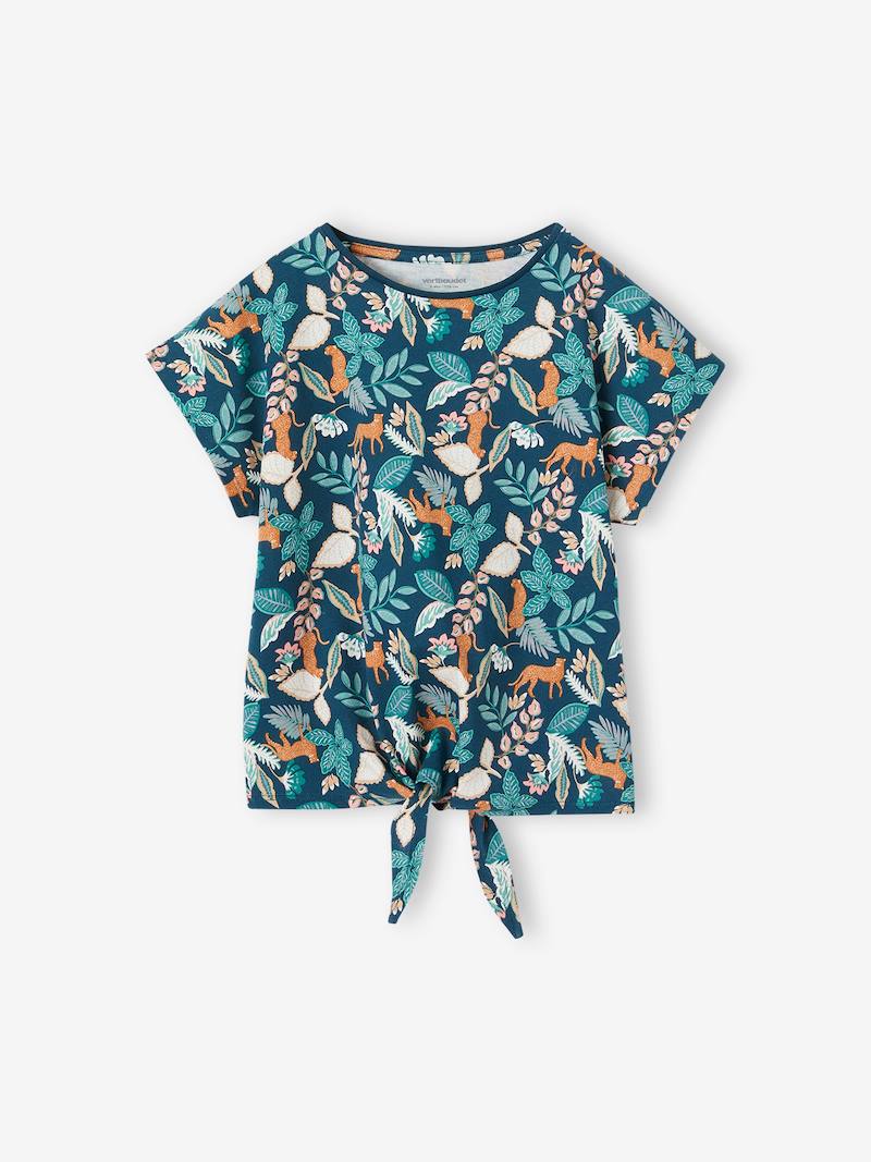 Printed T-Shirt for Girls - navy blue, Girls | Vertbaudet