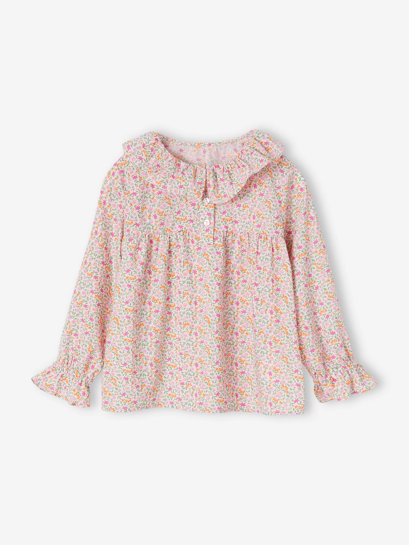 Blouse with Floral Print, for Girls rose