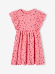 Girls-Floral Dress in Jersey Knit with Relief, for Girls