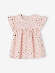 Girls-Blouse with Flower Motifs & Short Ruffled Sleeves for Girls