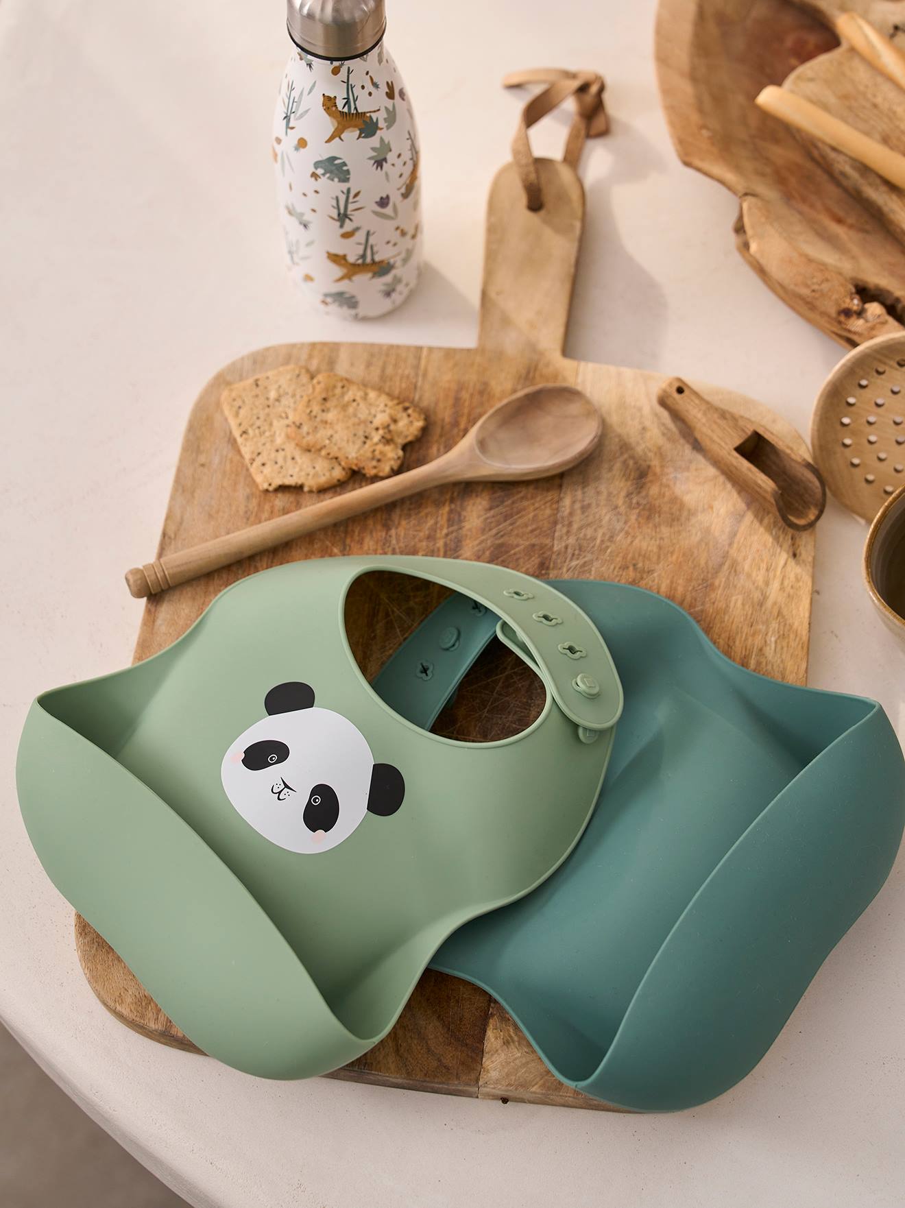 Set of 2 Silicone Bibs sage