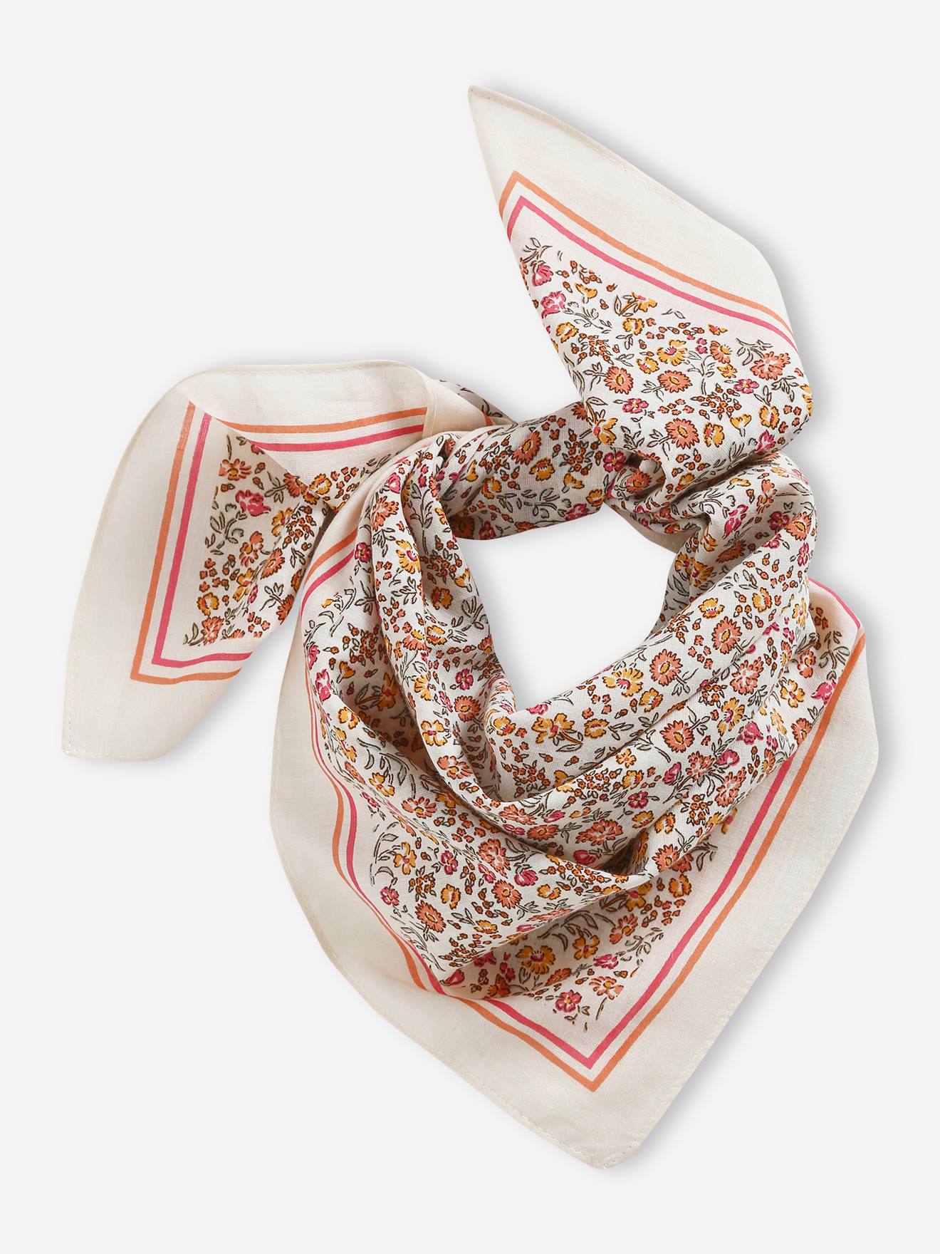 Scarf with Flower Prints for Girls vanilla
