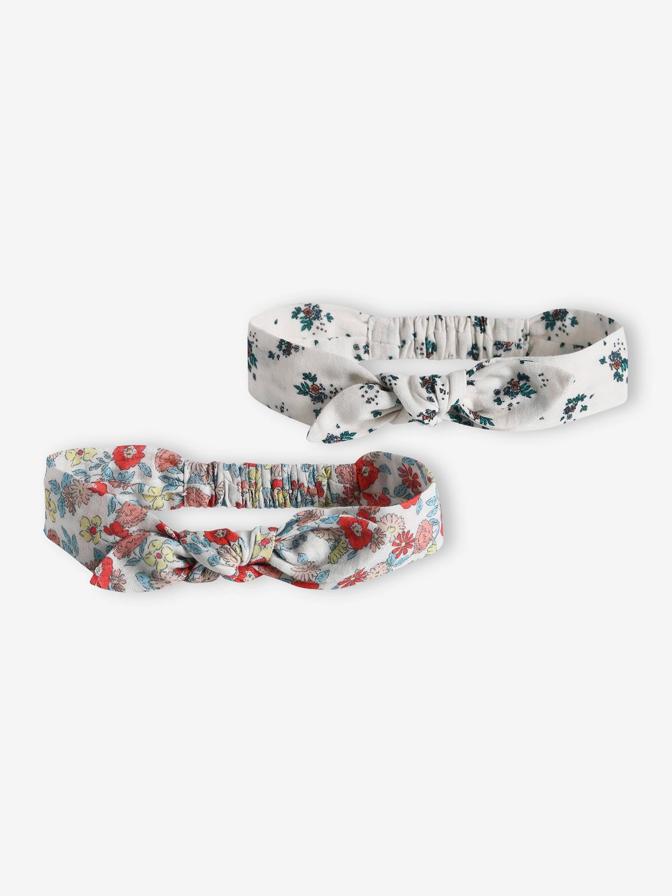Set of 2 Floral Headbands with Knot Effect
