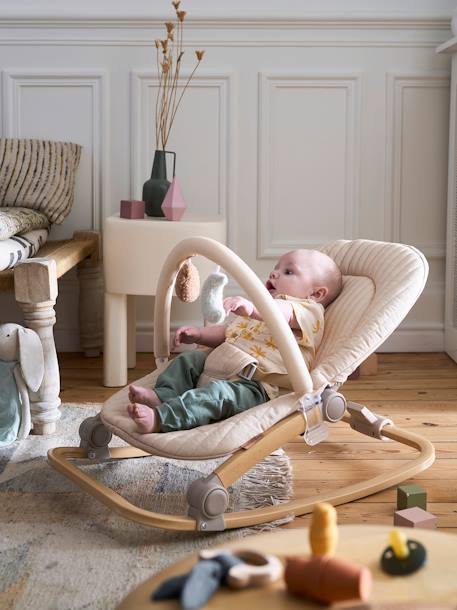 Baby Bouncer with Arch, Babydream ecru+GREEN LIGHT SOLID+Grey+printed beige+YELLOW DARK SOLID 