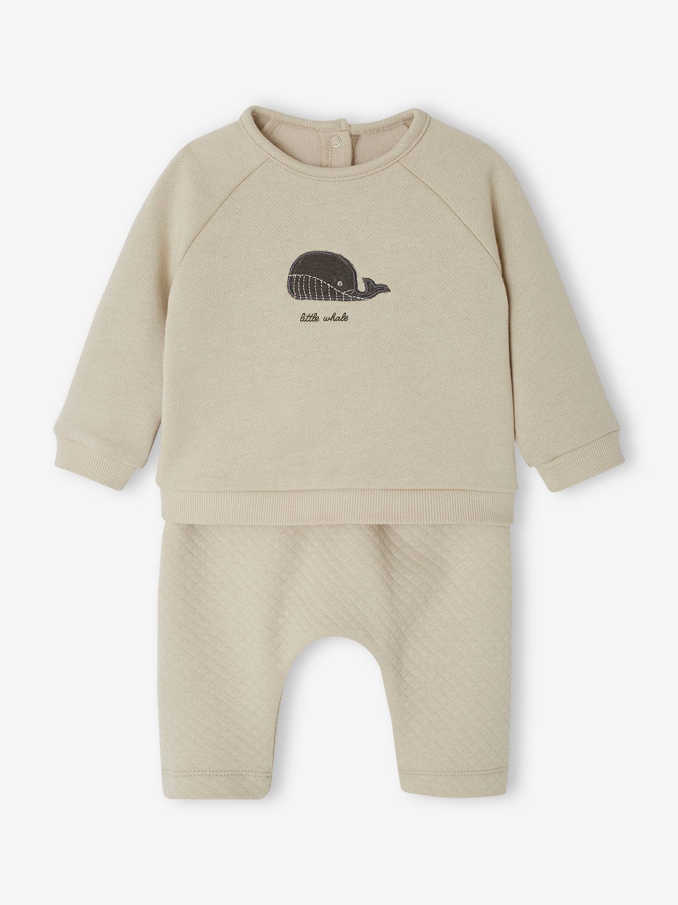 Sweatshirt & Trousers Combo for Babies clay beige