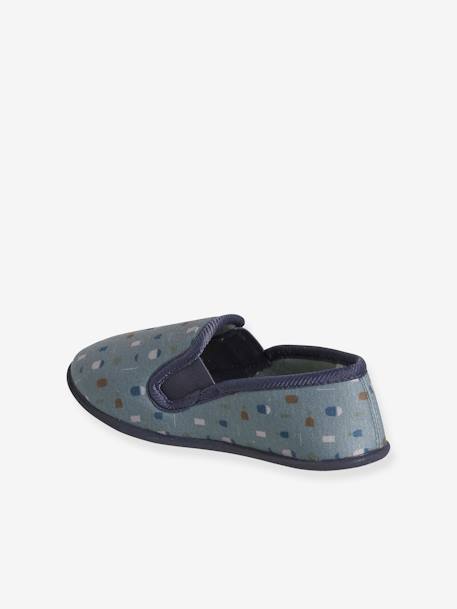 Elasticated Slippers in Canvas for Children marl grey+printed blue 
