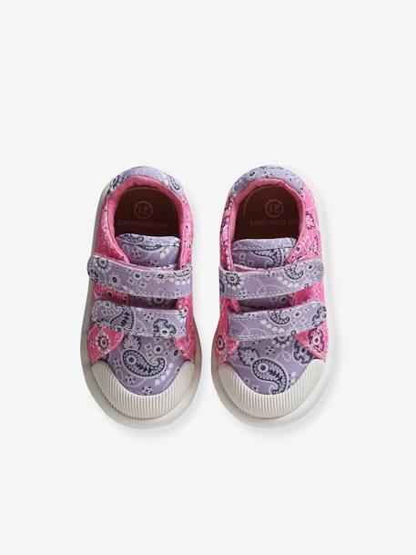 Touch-Fastening Trainers in Canvas for Baby Girls BLUE LIGHT ALL OVER PRINTED+printed pink+printed violet+rose+White 