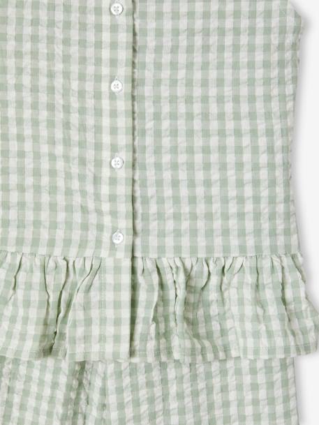 Blouse + 7/8-Length Trouser Combo for Girls red+sage green 