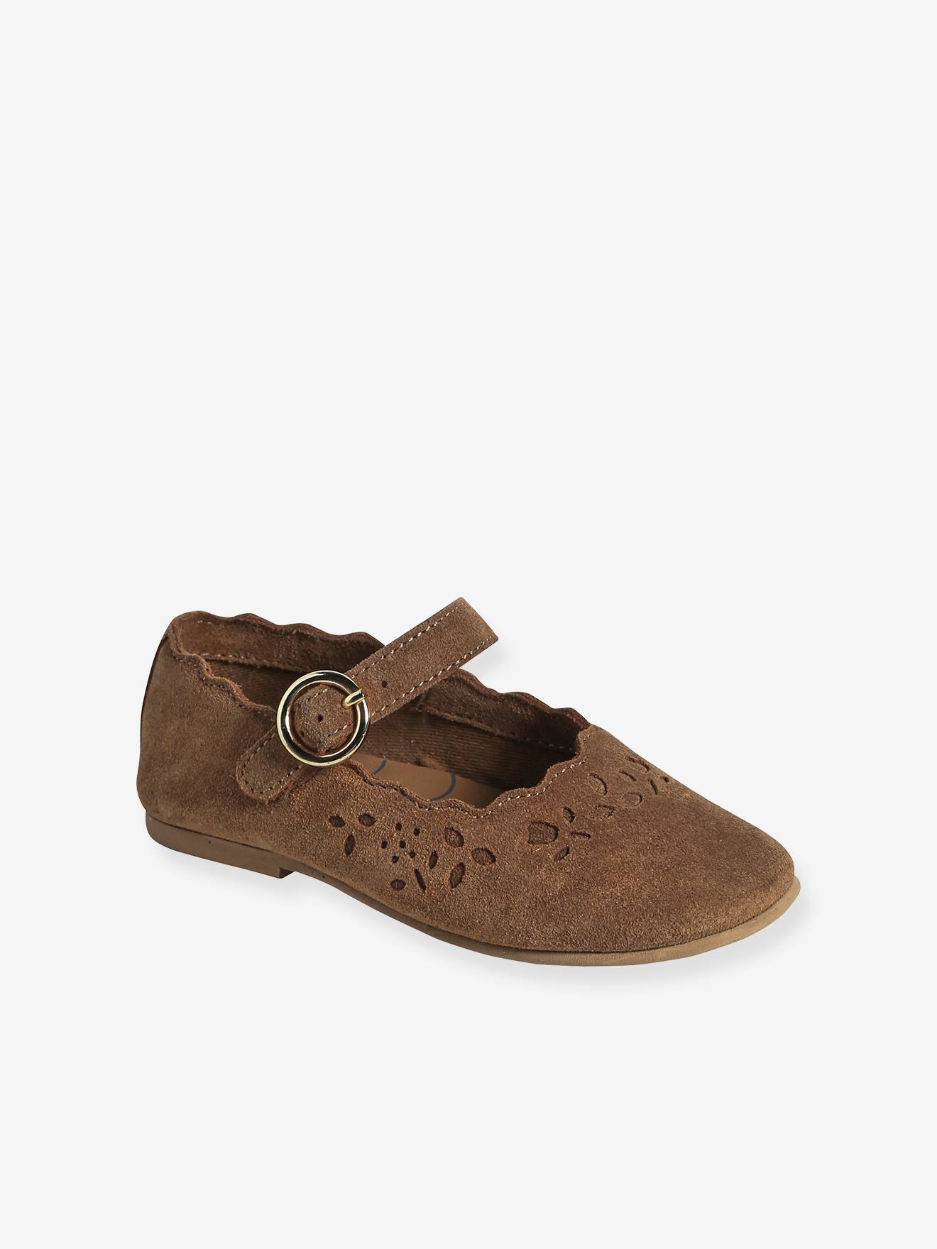 Leather Ballerina Pumps for Girls, Designed for Autonomy brown