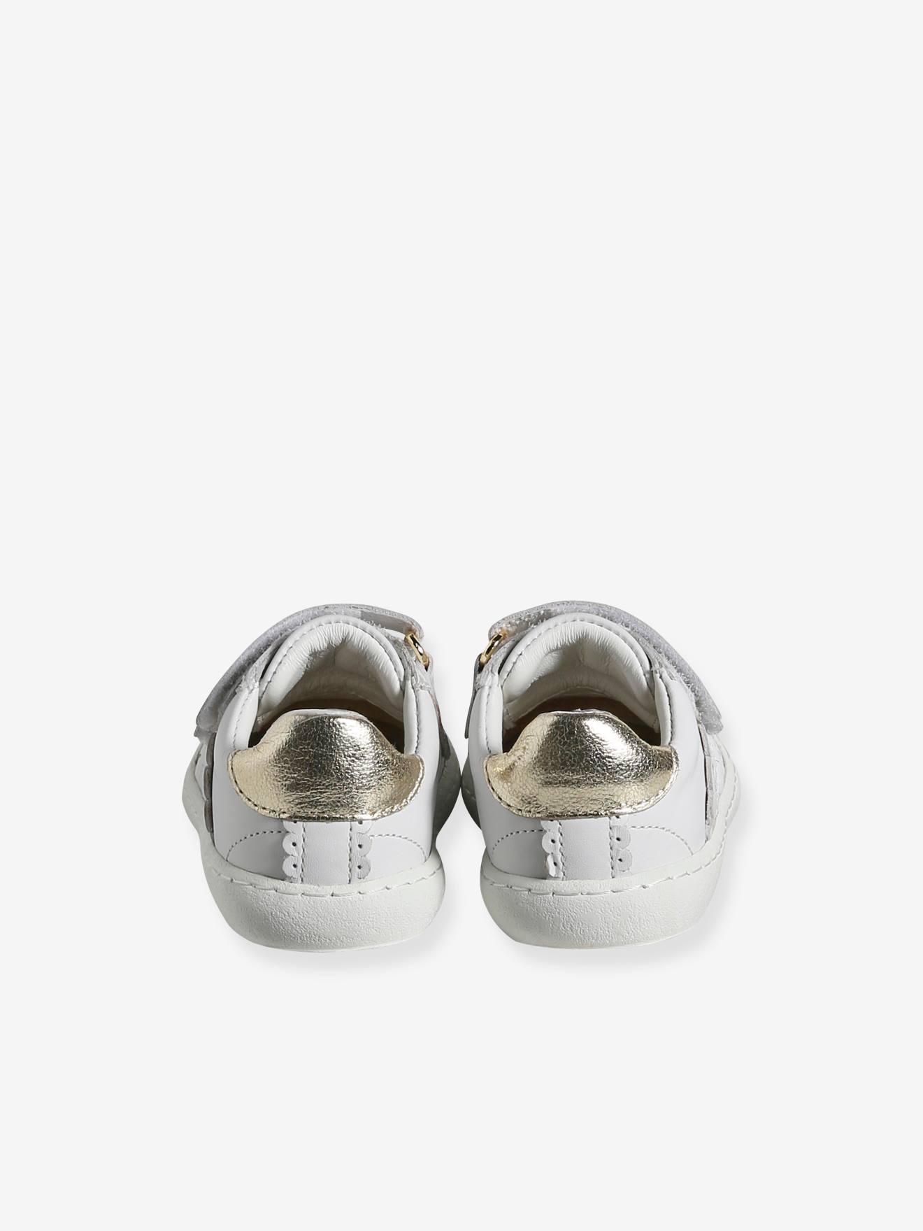Indoor Shoes in Smooth Leather with Hook-&-Loop Strap, for Babies