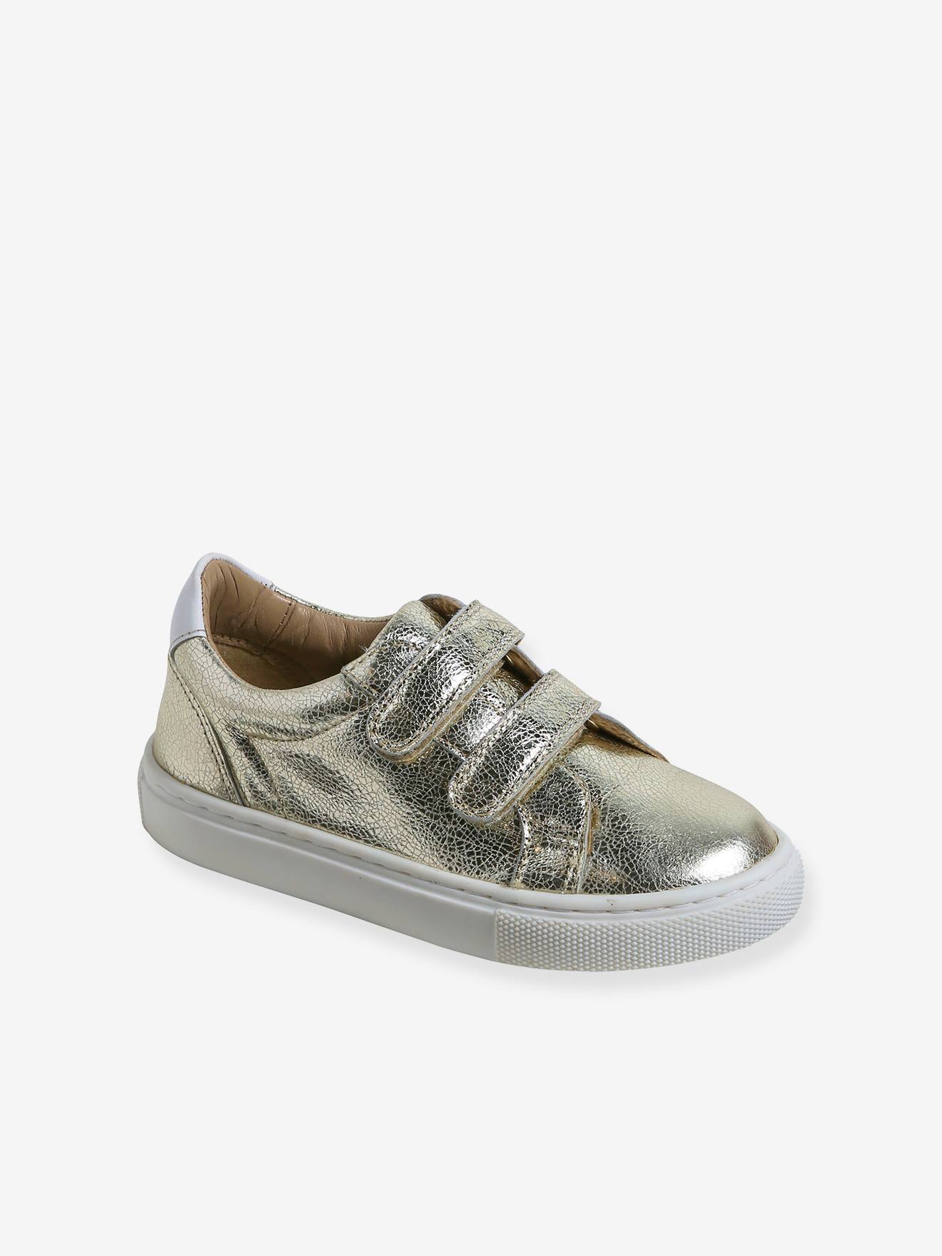 Trainers in Golden Leather for Children gold Shoes Vertbaudet