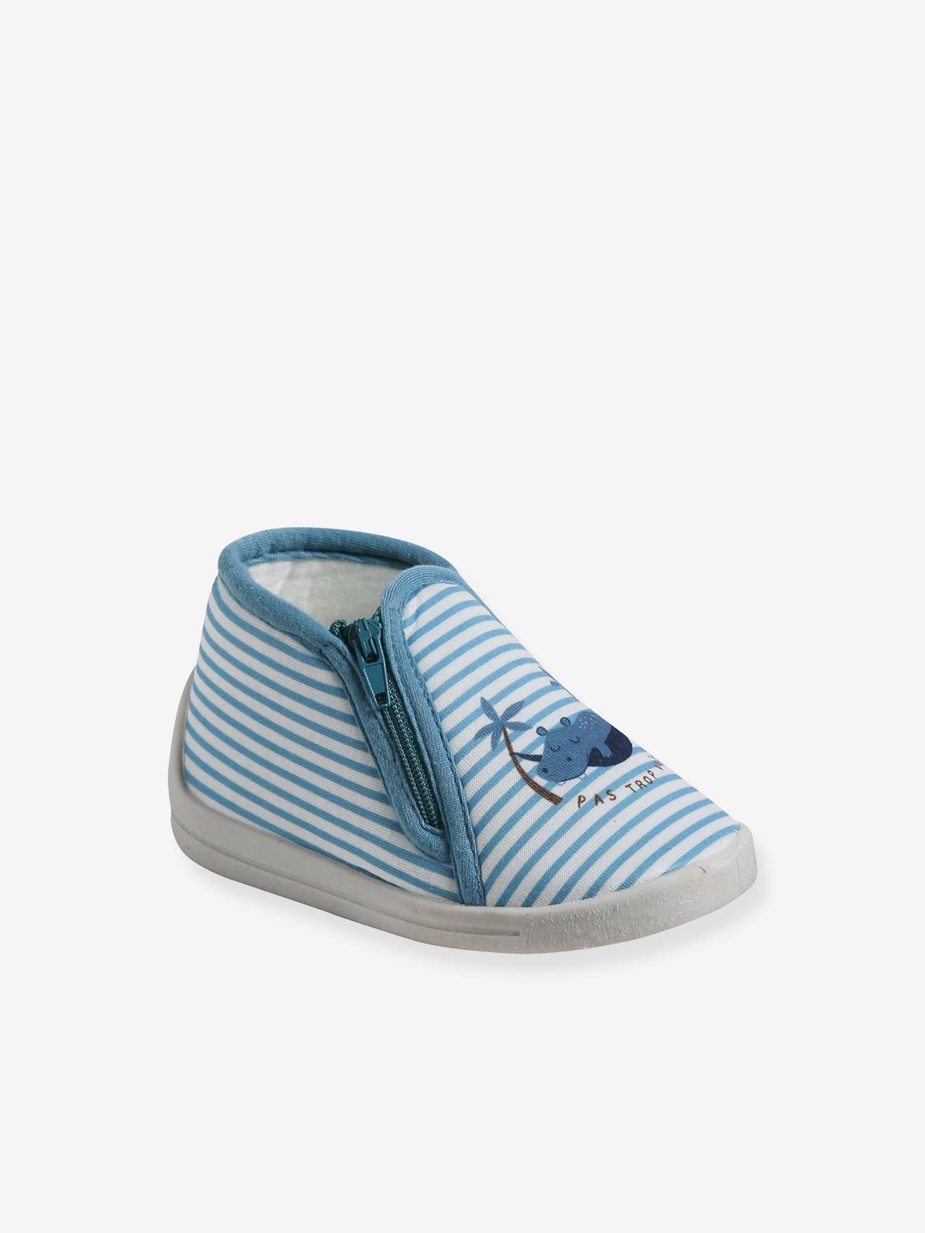 Zipped Slippers in Canvas