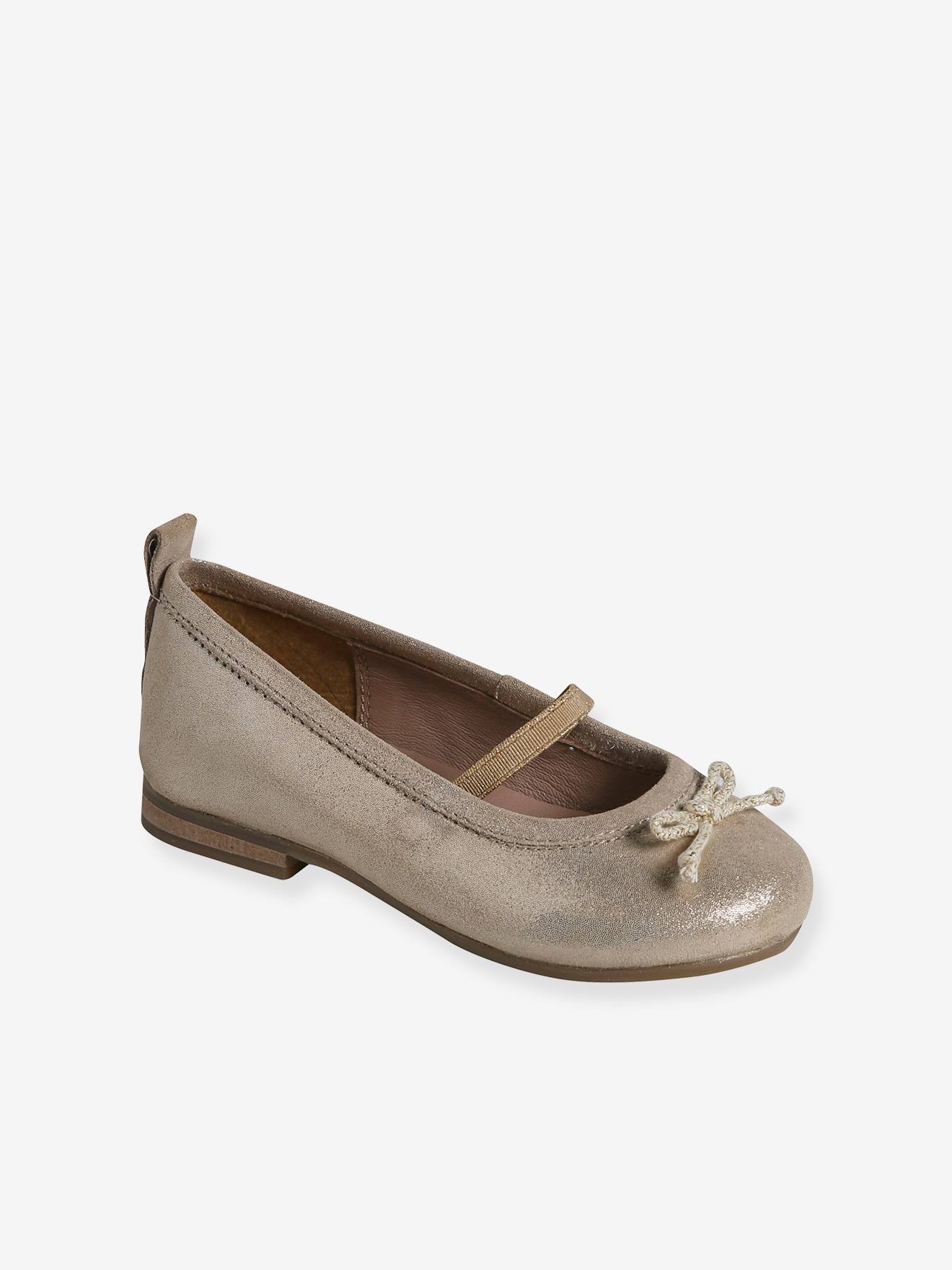 Ballet Pumps in Metallised Leather for Girls gold