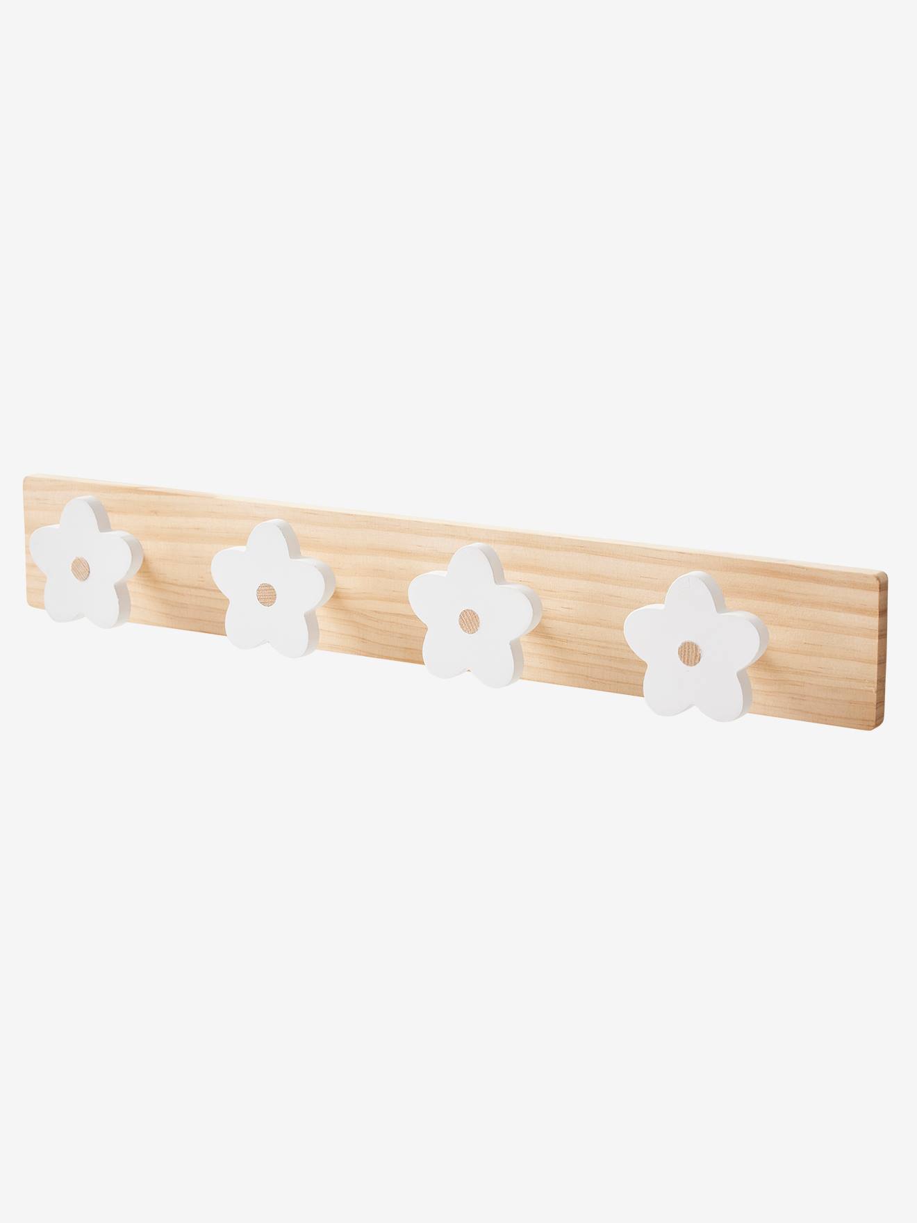 Wooden Coat Rack with 4 Flowers - white, Bedding & Decor | Vertbaudet
