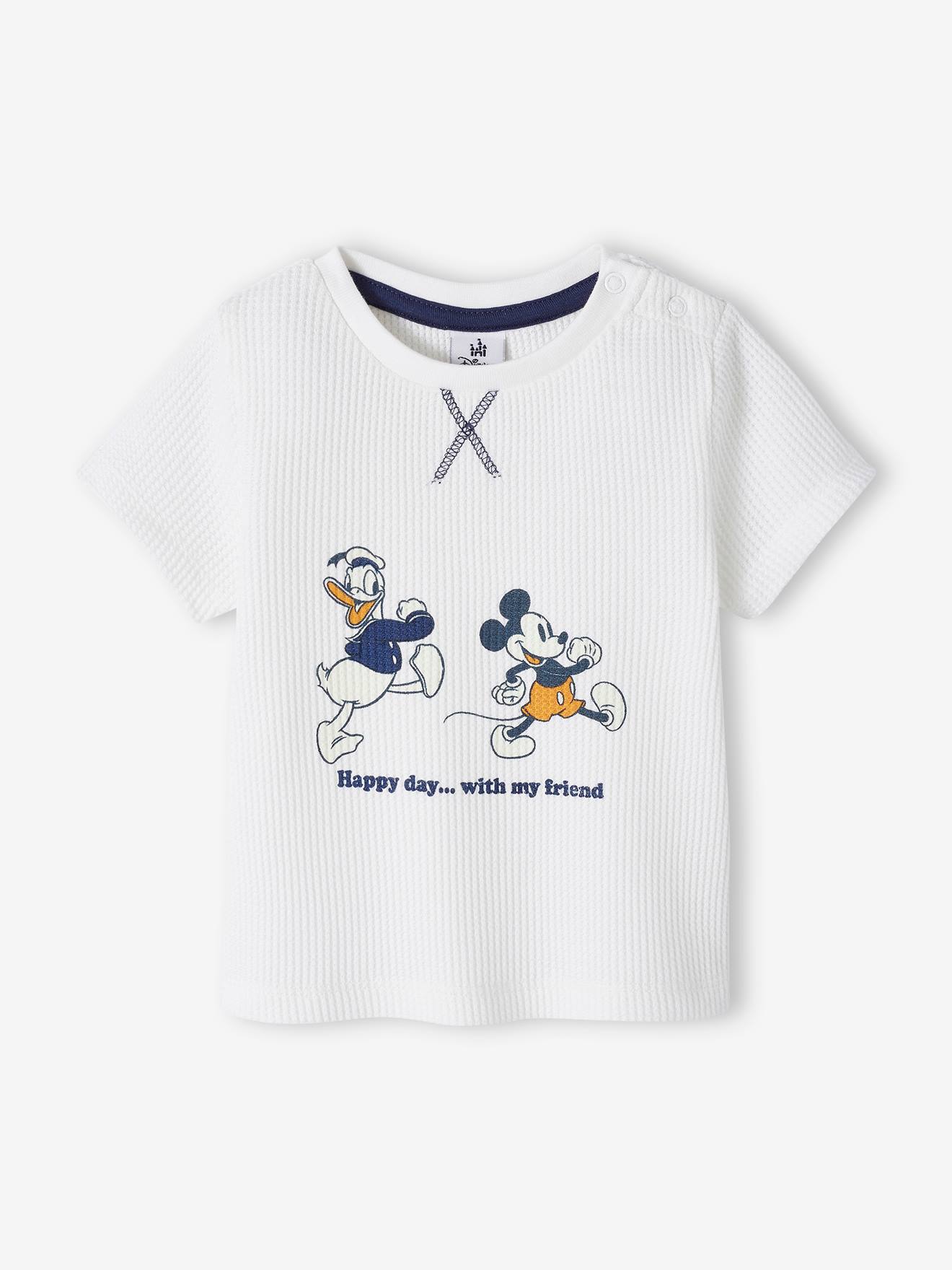 Mickey Mouse Honeycomb T Shirt for Babies by Disney ecru Baby Vertbaudet