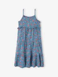 -Long Strappy Dress in Cotton Gauze, for Girls