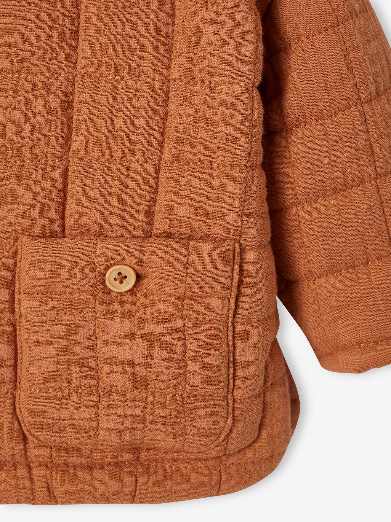 Quilted Jacket For Babies, in Cotton Gauze - rust, Baby