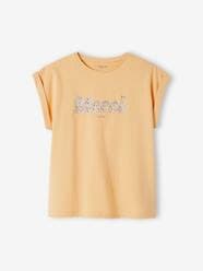 Girls-Tops-T-Shirts-T-Shirt with Message in Flower Motifs for Girls