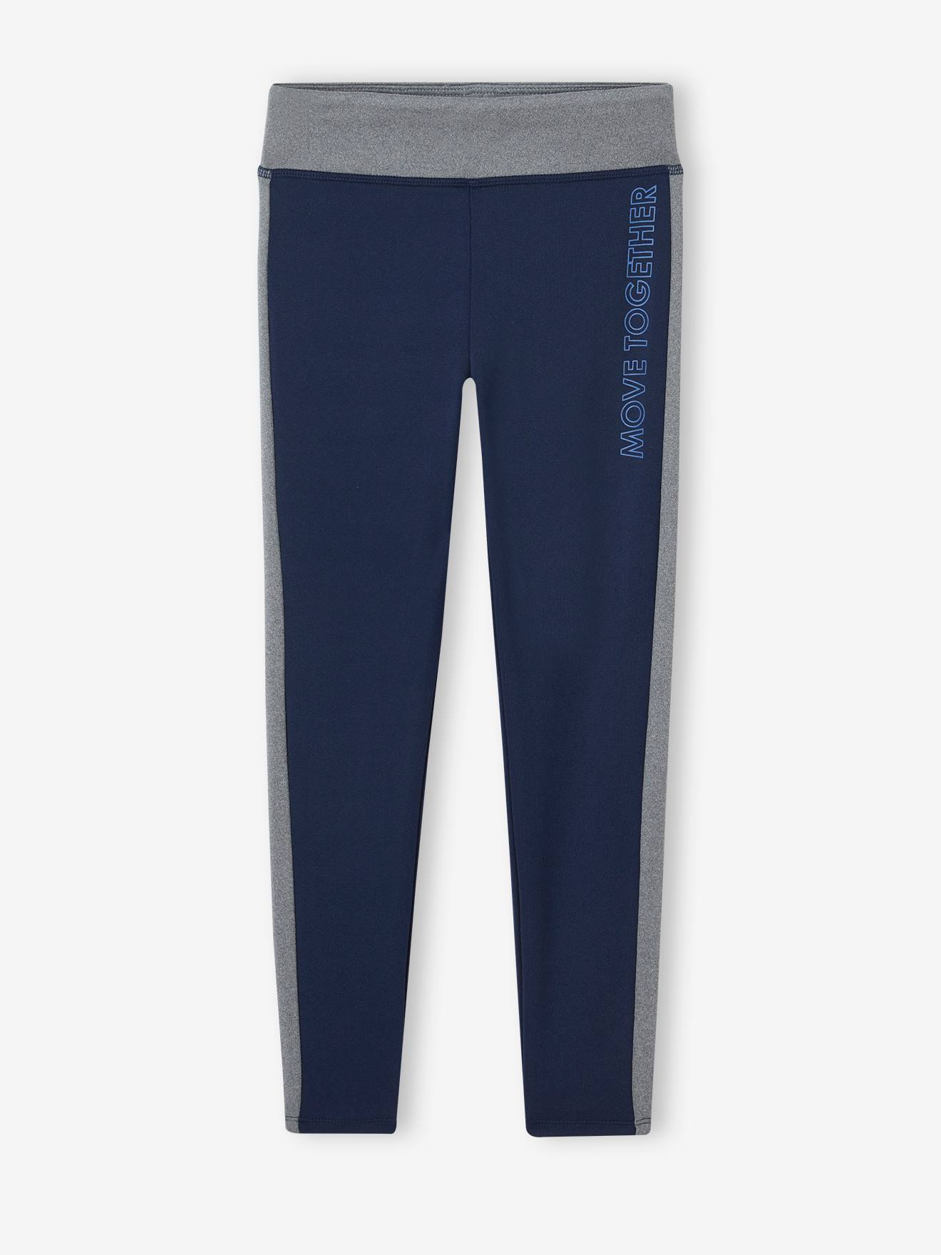 Sports Leggings with Stripe Down the Sides, for Girls navy blue