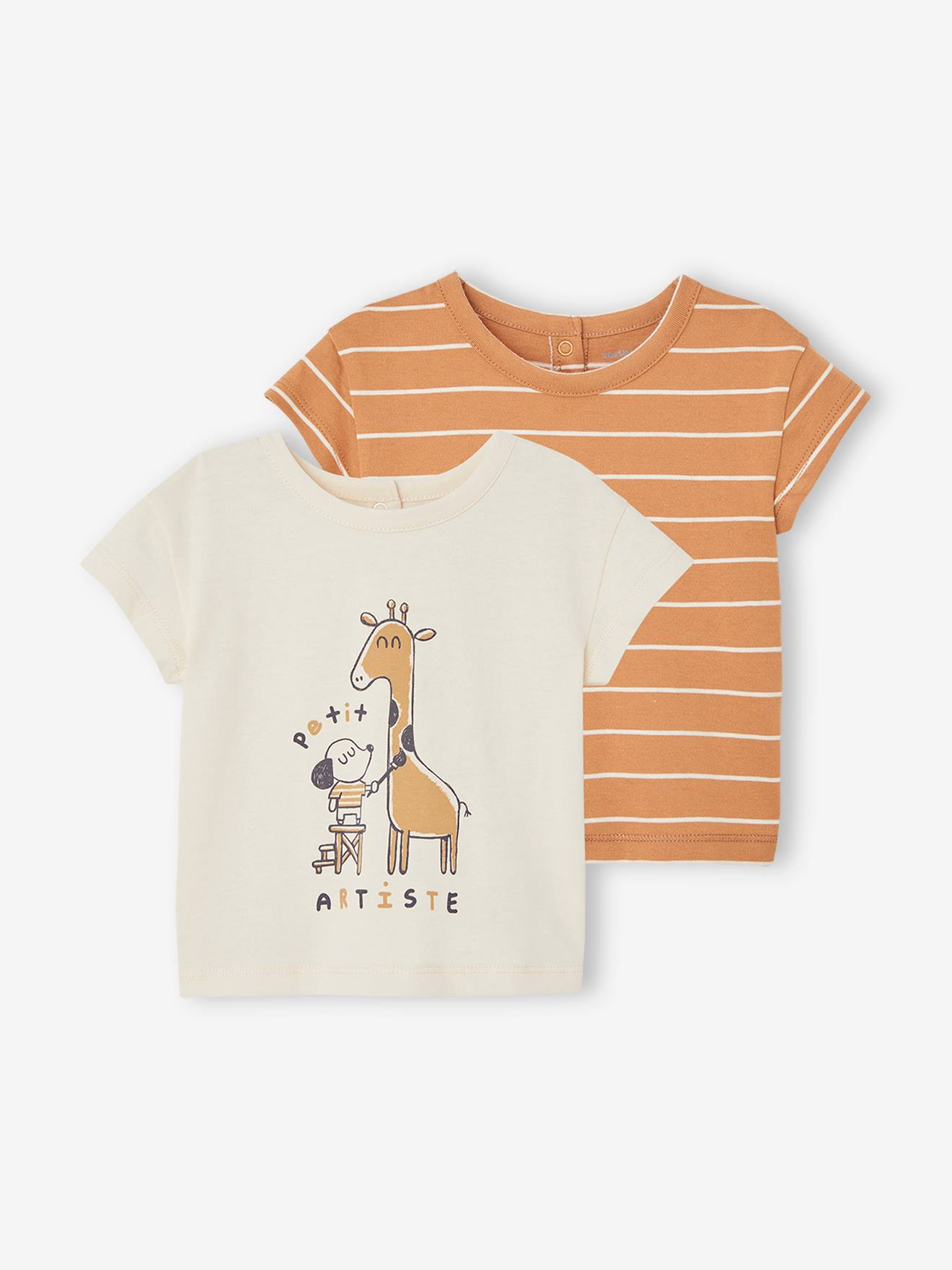 Pack of 2 Basic T-Shirts for Babies caramel