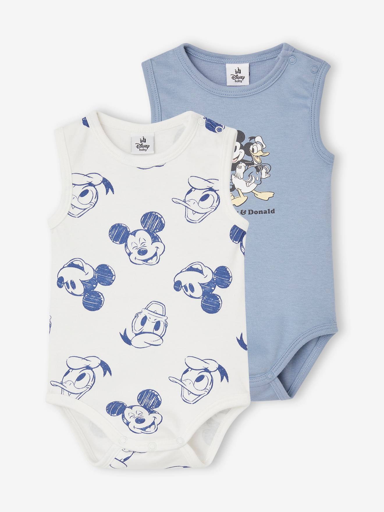 Pack of 2 Sleeveless Bodysuits for Babies, Disney(r)’s Mickey Mouse & Donald Duck sky blue