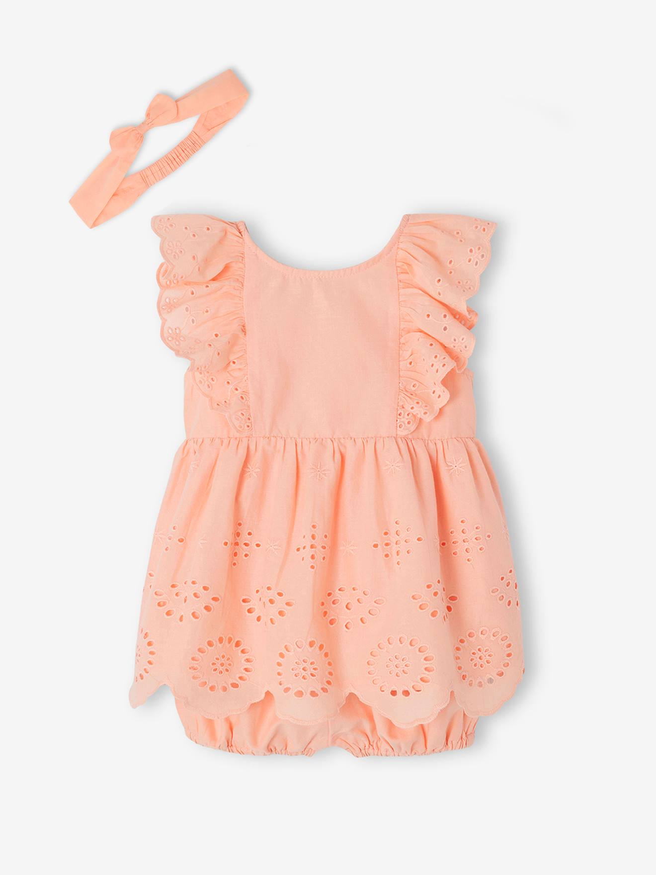 Occasion Wear Outfit for Babies: Dress, Bloomer Shorts & Hairband coral