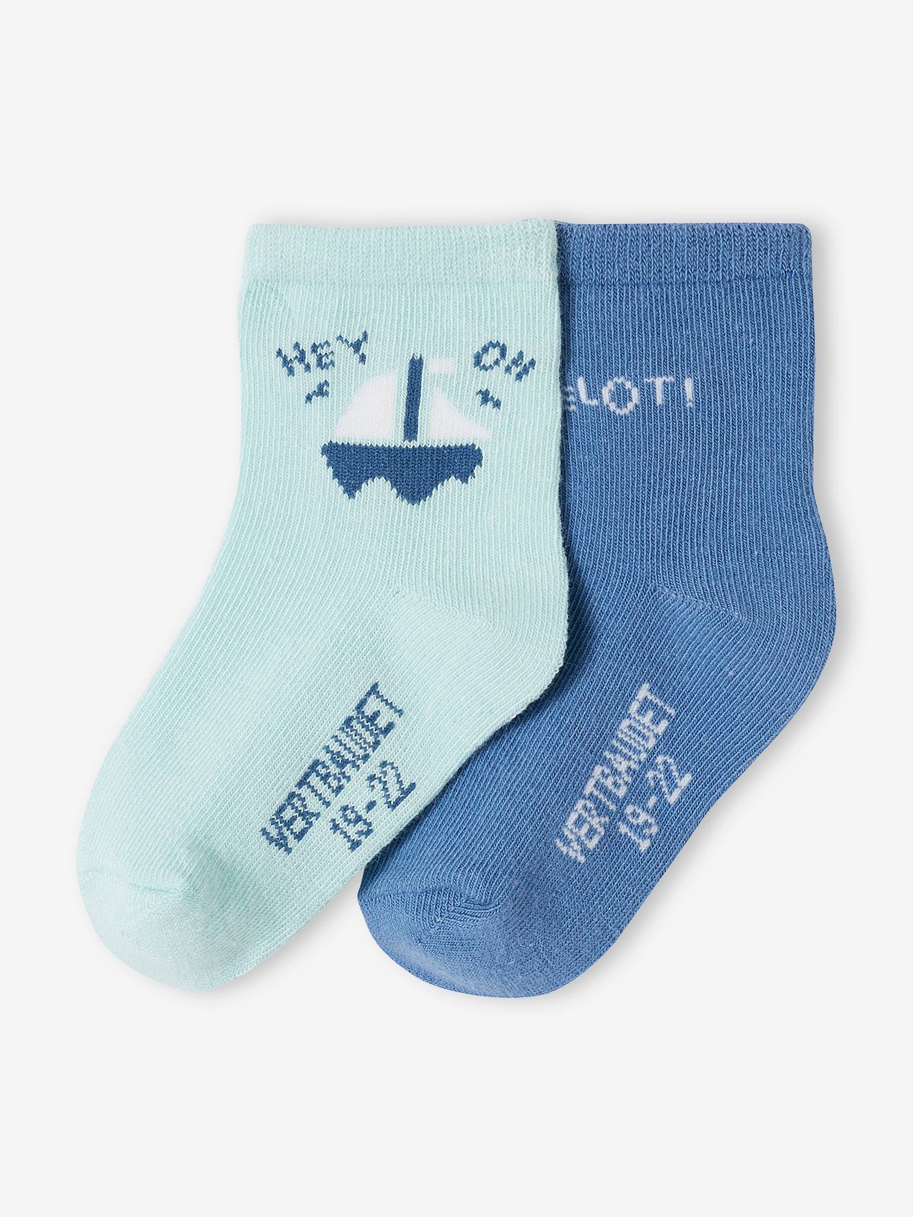 Set of 2 Pairs of "matelot" Socks for Baby Boys blue
