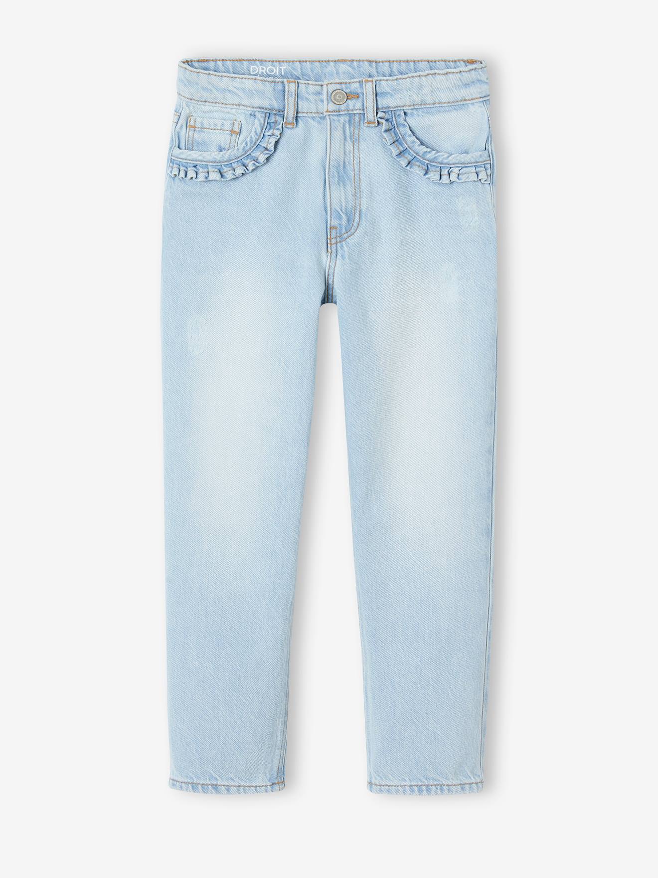 WIDE Hip, Straight Leg MorphologiK Jeans for Girls bleached denim