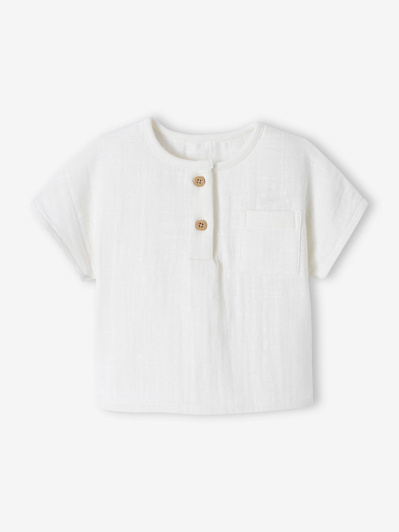 Grandad-Style T-Shirt in Cotton Gauze
