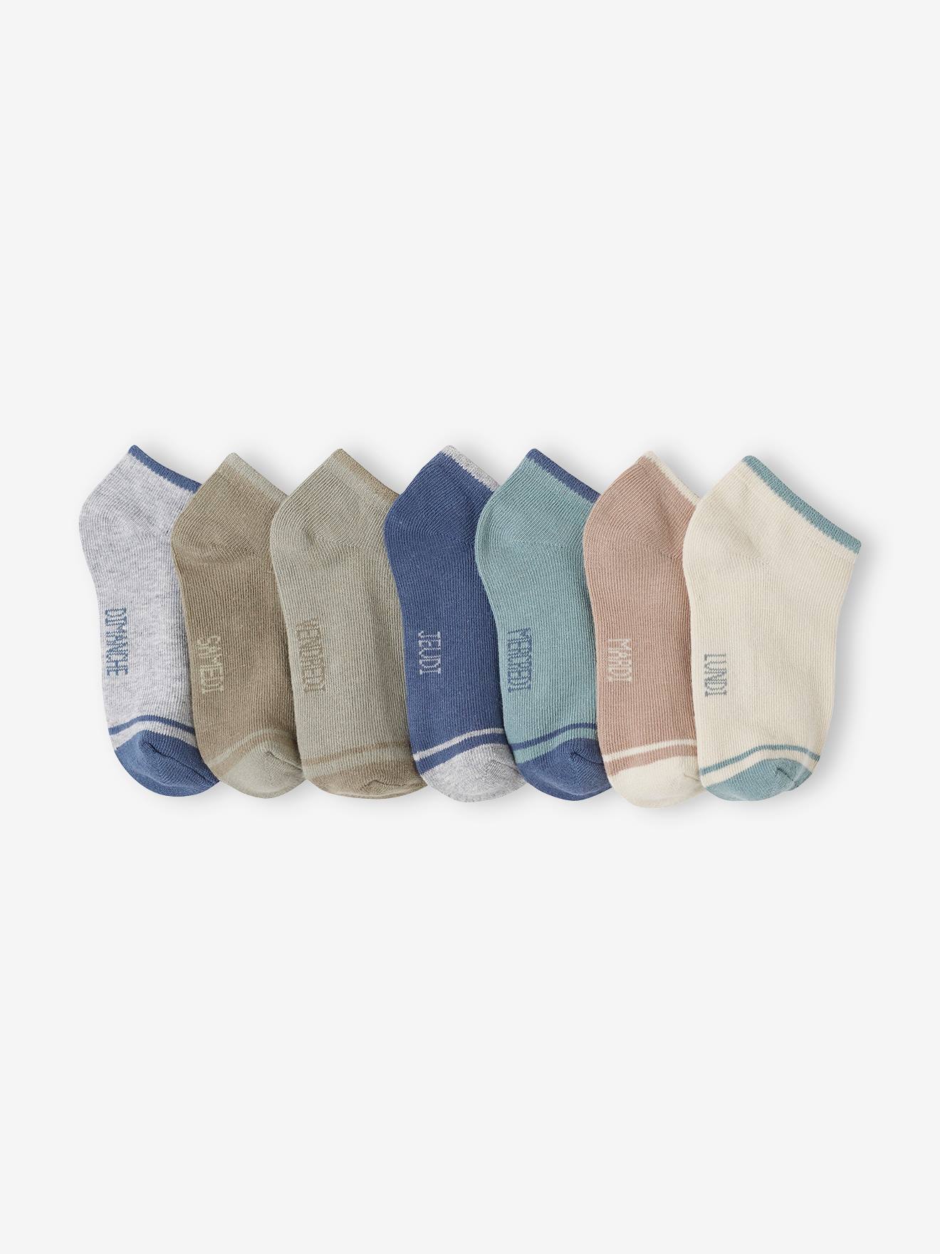 Pack of 7 pairs of Trainer Socks for Boys grey blue