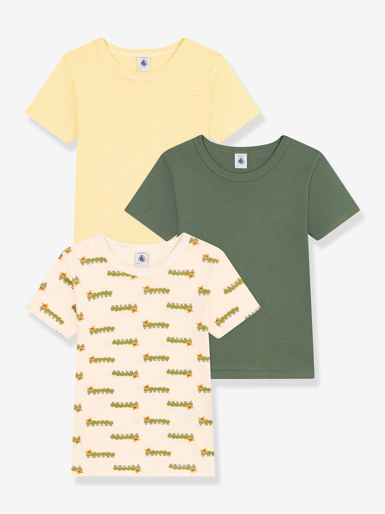 Pack of 3 Short Sleeve T-Shirts by PETIT BATEAU green