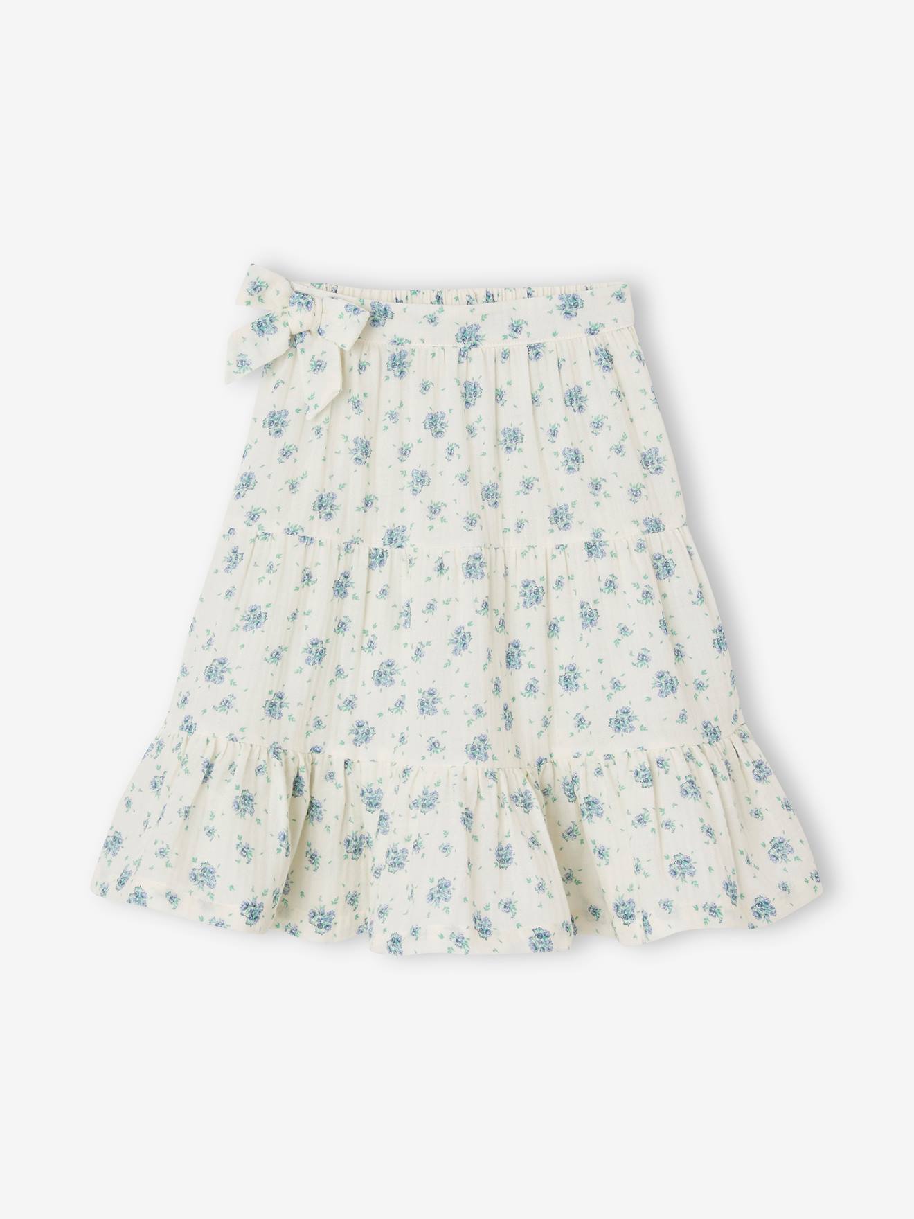 Frilly Skirt in Cotton Gauze for Girls