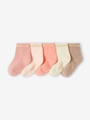 Pack of 5 Pairs of Socks with Scintillating Details for Baby Girls, BASICS