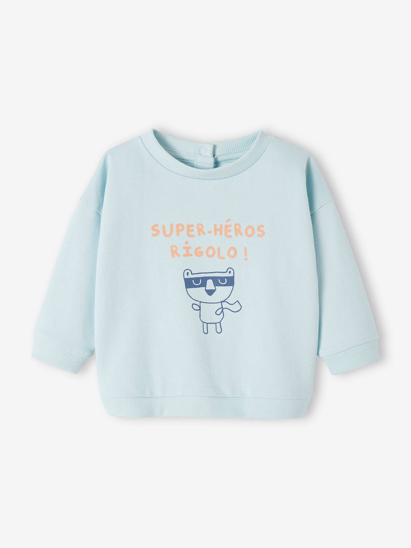 Round-Neck Sweatshirt for Babies sky blue