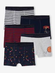 Boys-Underwear-Pack of 5 "Basketball" Stretch Boxers in Organic Cotton for Boys