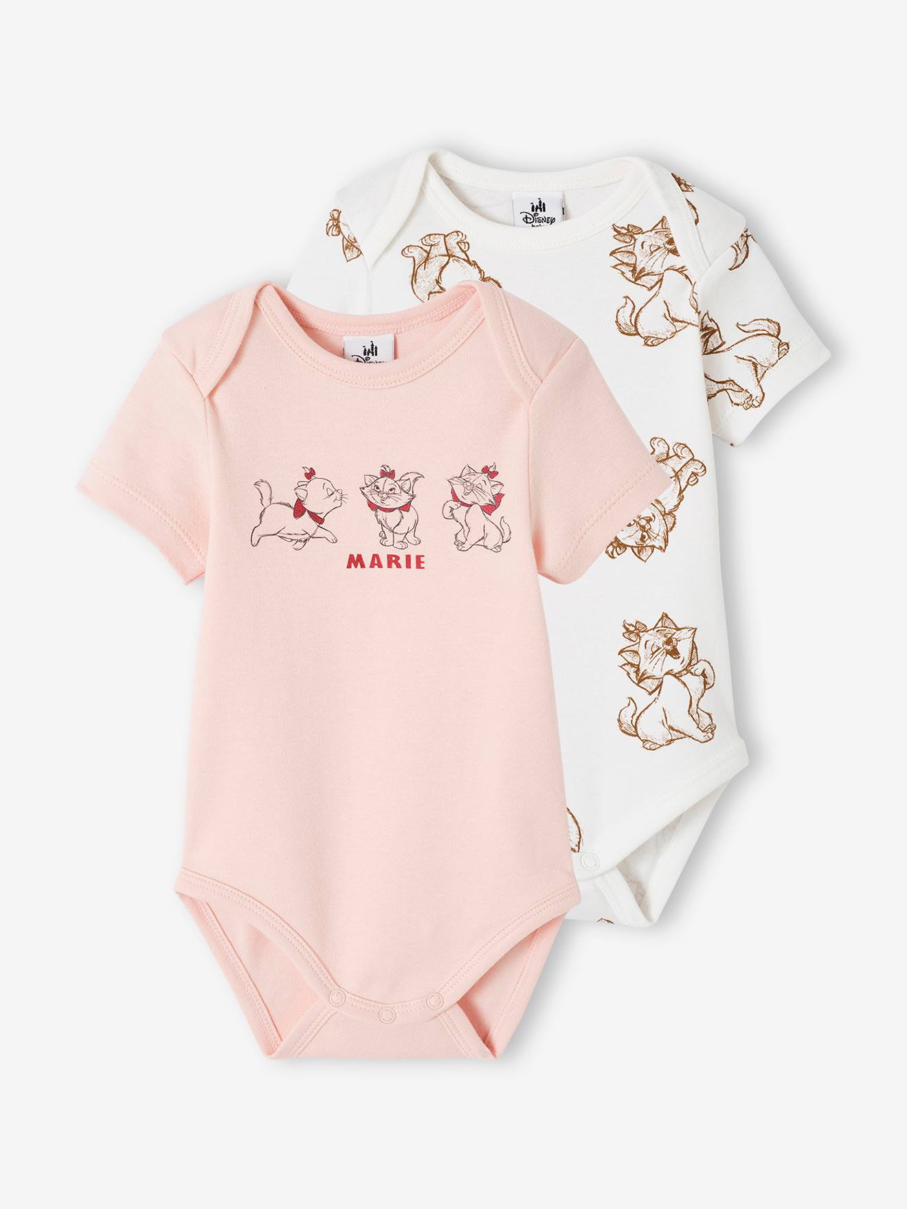 Pack of 2 Bodysuits, Marie of the Aristocats by Disney(r) pale pink