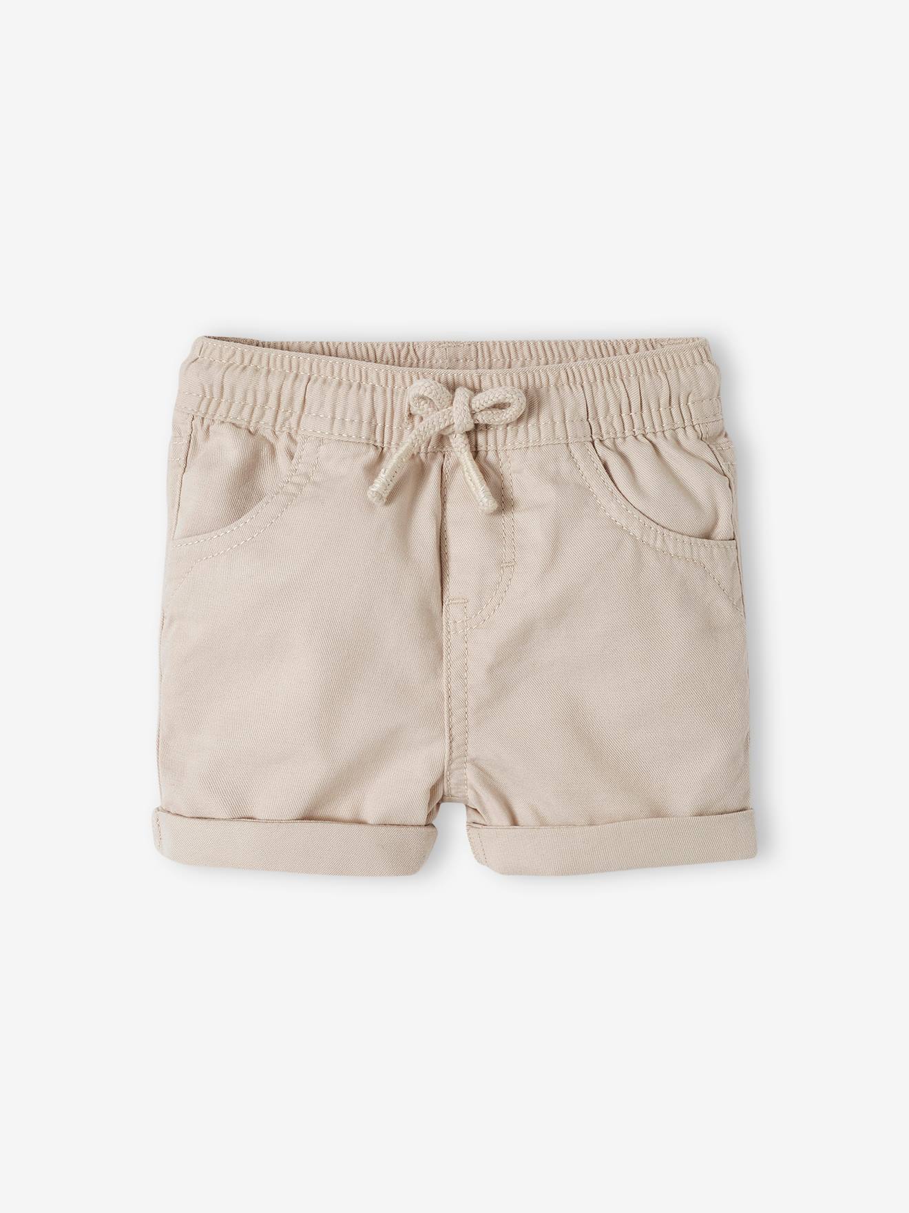 Twill Shorts with Elasticated Waistband, for Baby Boys - beige, Baby