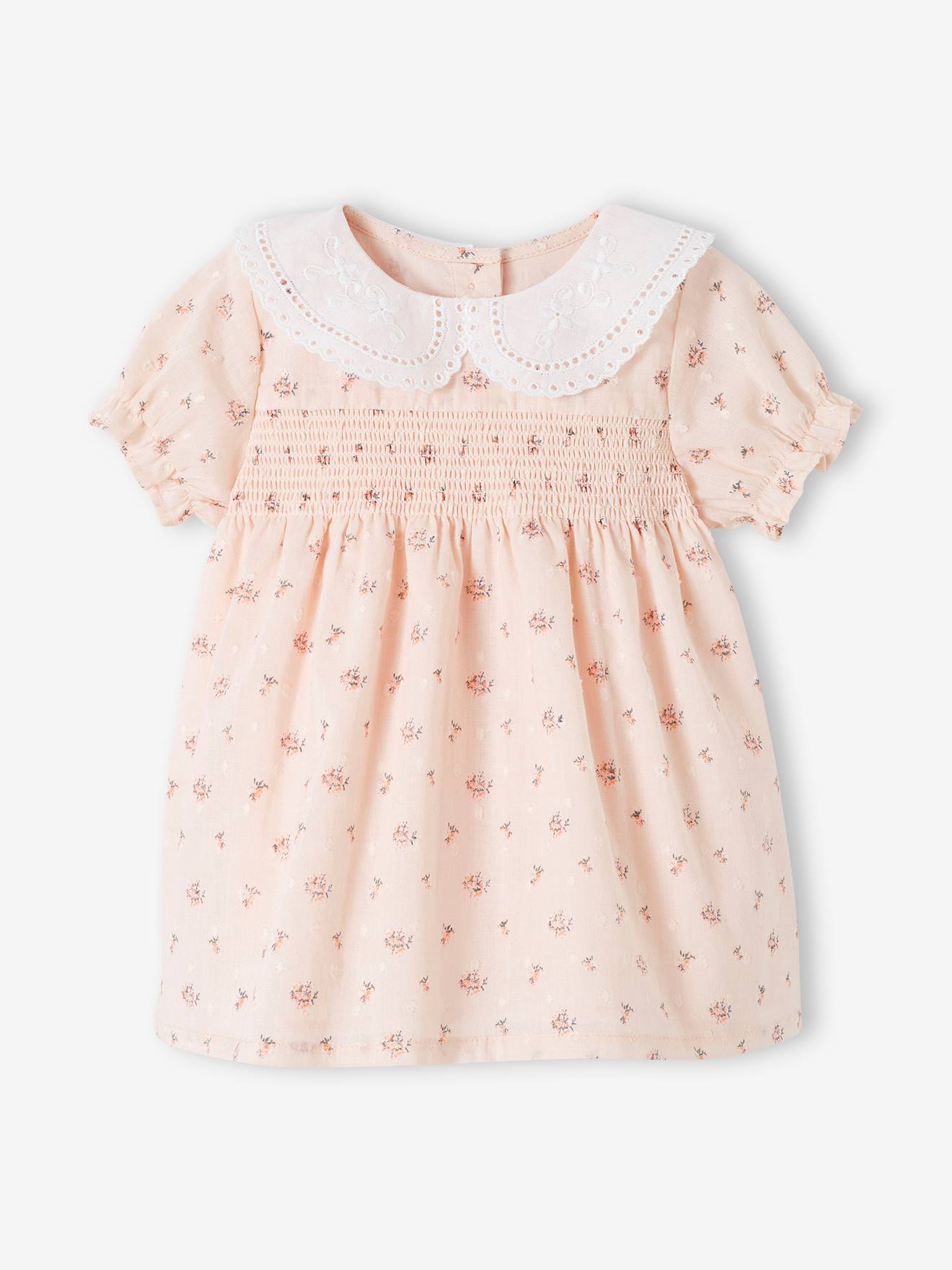 Smocked Dress with Broderie Anglaise Collar