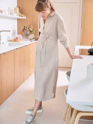 Maternity-Dresses-Long Shirt Dress in Cotton Gauze, Maternity & Nursing Special