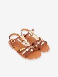 -Leather Sandals for Children, Badami by LES TROPEZIENNES® PAR M. BELARBI