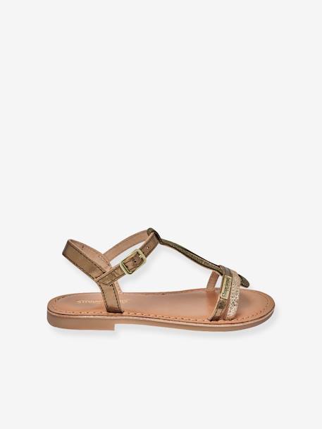 Leather Sandals for Children, Bada by LES TROPEZIENNES® PAR M. BELARBI bronze+golden beige 