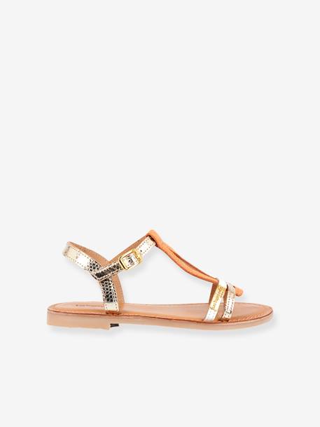 Leather Sandals for Children, Bada by LES TROPEZIENNES® PAR M. BELARBI bronze+golden beige 