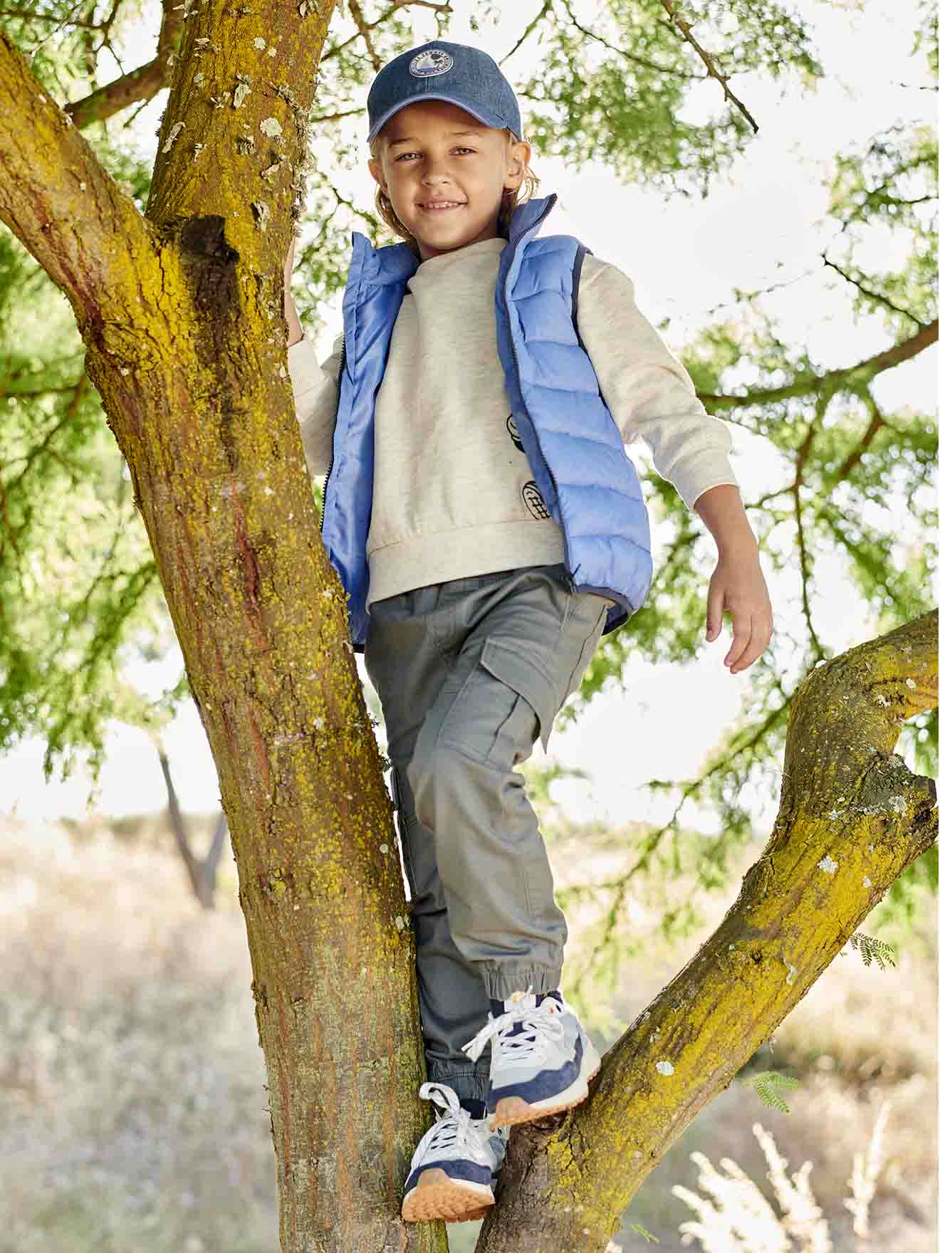 Pull-On Cargo-Type Trousers for Boys crystal blue
