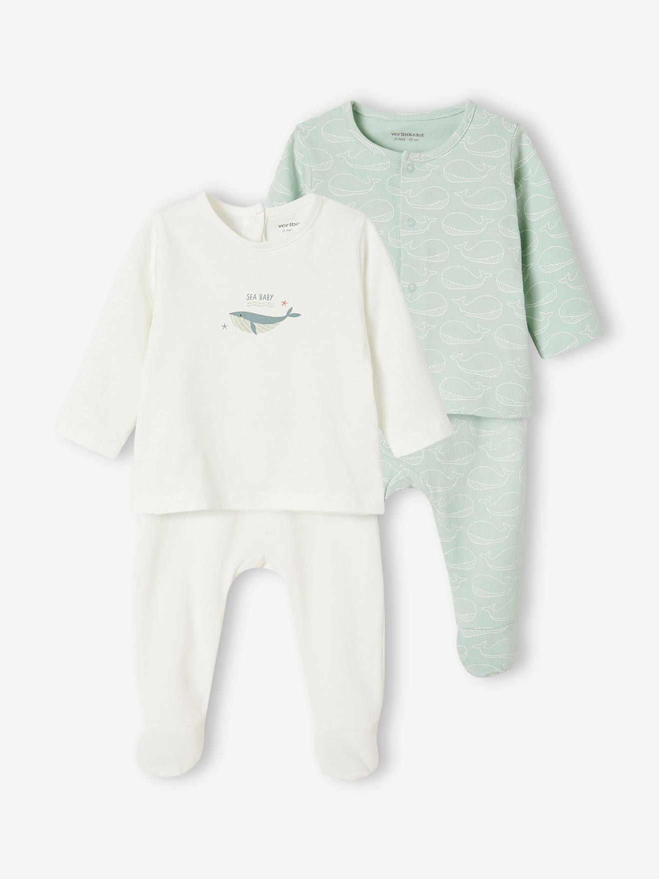Pack of 2 Jersey Knit Pyjamas for Babies sky blue