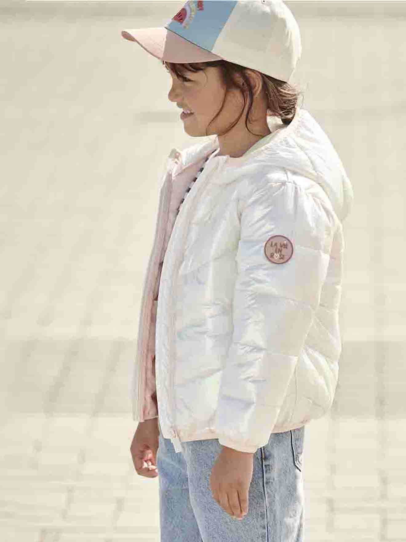 Lightweight Jacket with Shiny Iridescent Effect, for Girls - ecru