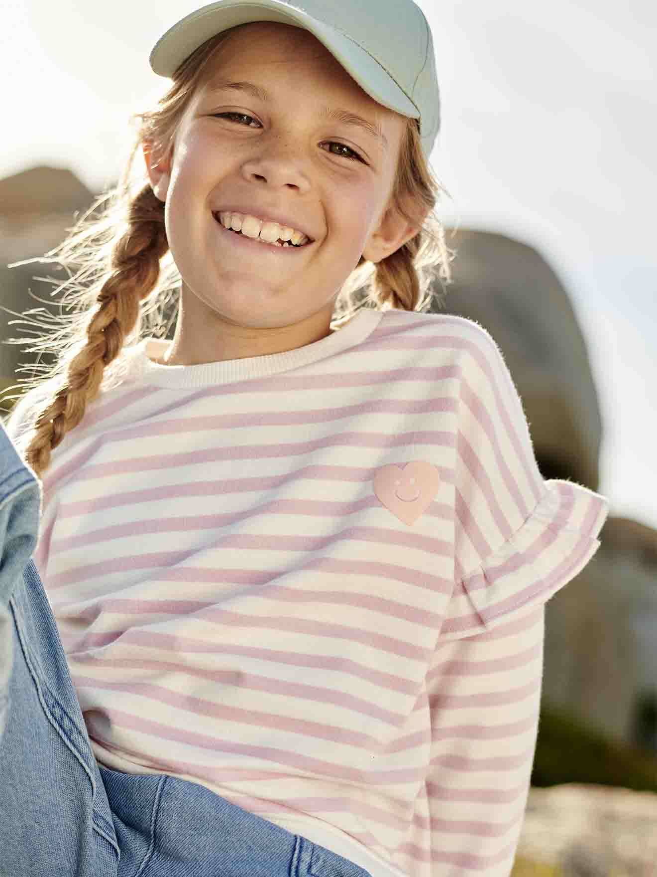 Sailor-type Sweatshirt with Ruffles on the Sleeves, for Girls lilac