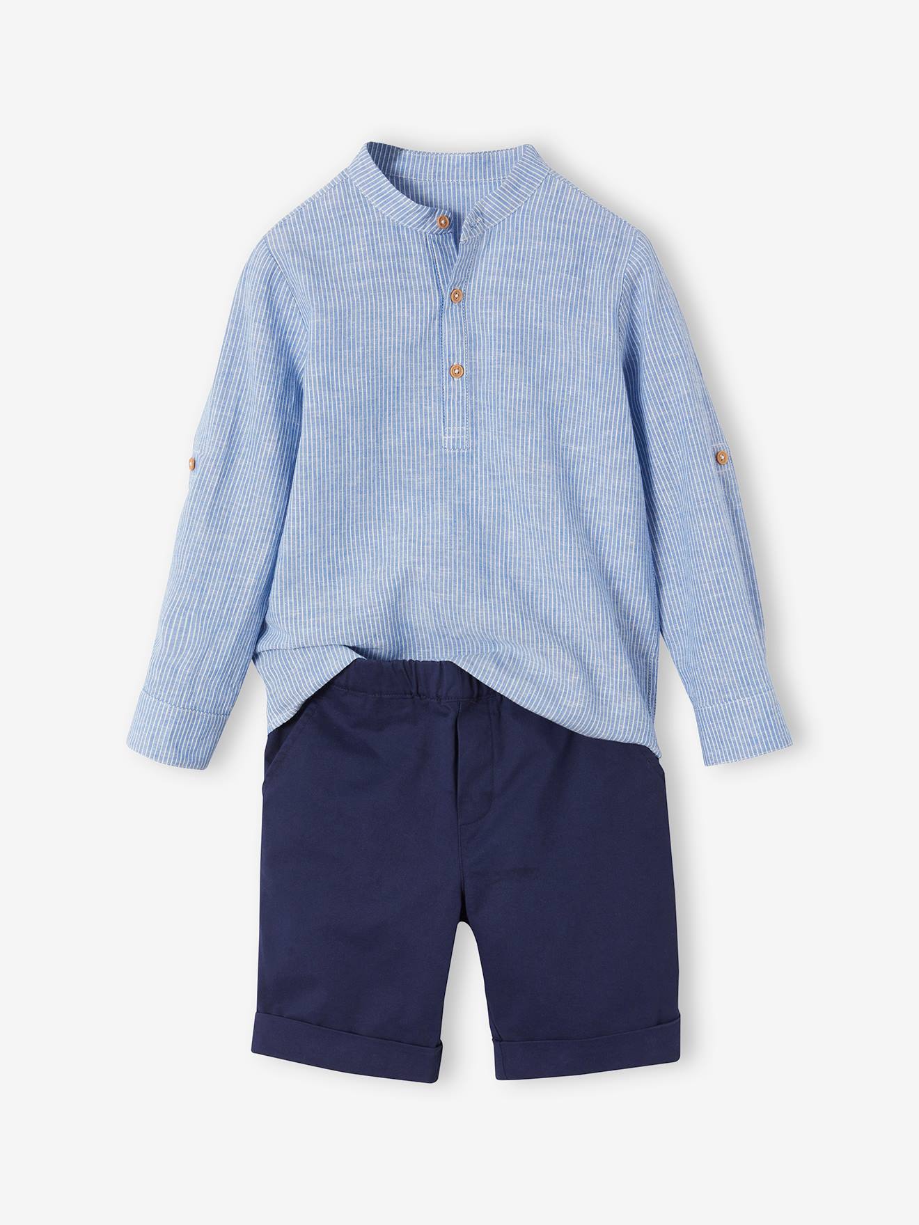 Occasion Wear Ensemble: Shirt with Mandarin Collar & Shorts