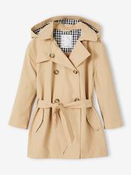 Girls-Coats & Jackets-Trench Coat with Removable Hood for Girls